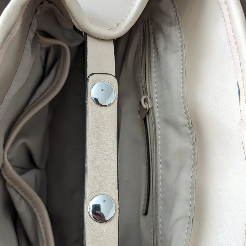 Nine West Womens Saffiano Leather Backpack Satchel Lined Pockets Cute Bag